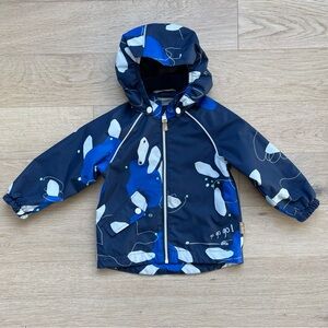 ReimaTEC Hooded Waterproof Jacket Blue Print | Size 92 (2T) | EUC